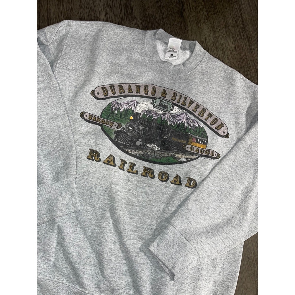 Fruit of the Loom Mens L Sweatshirt Gray Excellent Durango Silverton Railroad